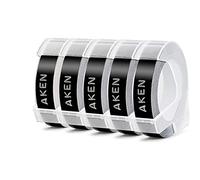 Aken Nastro per Etichette Omega 3D di Ricambio per Dymo S0898130 9mm Bianco su Nero Autoadesivo Compatibile con Dymo Omega Junior Organizer Express Label Maker
