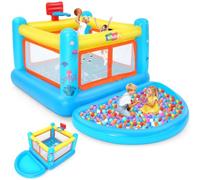 AKEYDIY Castello gonfiabile in PVC, per bambini di età compresa tra 3 e 6 anni, con piscina di palline rimovibile, cestino da basket e piano di gioco