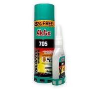 Akfix 705 - Colla professionale extra forte per tutte le superfici, 125 g di colla istantanea con 500 ml di spray attivatore per riparazioni universali con elevata adesione