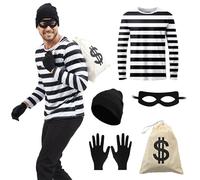 AKFJDLAD Costume da ladri da banca da uomo, set di accessori per cosplay, Halloween, carnevale