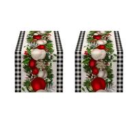 Akfldms 2X Runner da Tavola Natalizio Un Quadretti nel Bianca E Nero Un Quadri Decorazione Natalizia Un Quadri Decorazione per la Cucina della Casa Vacanza