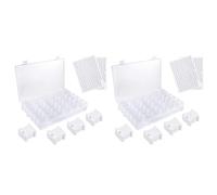 Akfldms 2X Scatola Organizer per Filo Ricamo nel Plastica con 36 Griglie E 100 Bobine per Filo Interdentale E con Numero Filo Interdentale da 4Pezzi per la Conservazione del Cucito