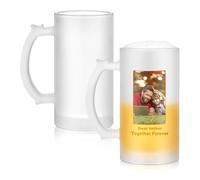 Akfldms Boccale da Birra Vuoto per Sublimazione, 2 Pezzi, Tazza Personalizzata per Regalo, Lattina in Vetro Satinato da 16 Once, Foto e