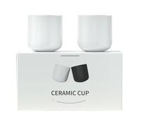 Akfldms Set di 2 Tazze da Caffè In Ceramica Espresso, Latte, Latte e Cold Brew con Design Rinforzato, Colore Bianco.