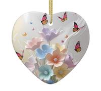 AKGFFDS Attrarre fiori e farfalle Stampa Natale ceramica amore ciondolo con corda metallica oro per appendere facilmente decorazione