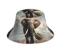 AKGFFDS Cappello da pescatore riflettente double-face elefante tirando un piccolo albero stampa pieghevole per spiaggia, campeggio nero