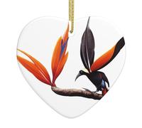 AKGFFDS Colorful uccello del paradiso stampa natale ceramica amore ciondolo con cavo metallico oro per appendere facile decorazione