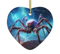 AKGFFDS Grande ragno nel cielo stellato stampa Natale ceramica amore ciondolo con corda metallica oro per appendere facilmente decorazione