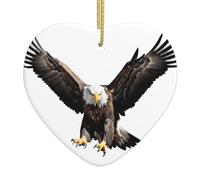 AKGFFDS L'aquila che vola alta stampa Natale ceramica amore ciondolo con filo dorato per appendere facilmente la decorazione