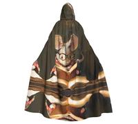 AKGFFDS Mantello con cappuccio per adulti di Halloween Piccolo topo che legge un libro Stampa confortevole e morbida con tesa larga adatto per feste di ballo e raduni