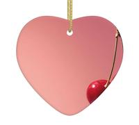 AKGFFDS Piccolo ciondolo ceramico di amore di Natale di stampa della ciliegia con la fune metallica dell'oro per la decorazione d'