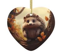 AKGFFDS Piccolo riccio sull'albero Stampa Natale ceramica amore ciondolo con corda metallica oro per appendere facilmente decorazione