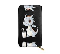 AKGFFDS Pochette lunga in pelle Un piccolo drago del latte che ruba il latte stampa comoda e leggera chiusura con cerniera per riporre monete e carte di credito.