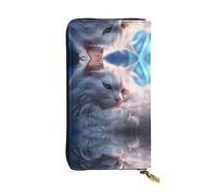 AKGFFDS Portafoglio lungo in pelle ad alto numero di ottani con stampa di gatto comodo e leggero, chiusura con cerniera per riporre monete e carte di credito.