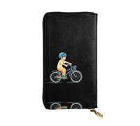 AKGFFDS Portafoglio lungo in pelle per imparare a pedalare stampa comoda e leggera chiusura con cerniera per riporre monete e carte di credito.