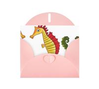 AKGFFDS Rosa Vacanza saluto assegno carta vuota e perla bella nota vuota blocco cartone animato cavalluccio marino stampa