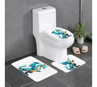 AKGFFDS Set di tre tappetini antiscivolo in flanella, 61 x 40,6 cm, con stampa data dragon, spessi e comodi per bagno, cucina e toilette