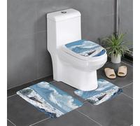 AKGFFDS Set di tre tappetini antiscivolo in flanella 61 x 40,6 cm, motivo: treno sotto le montagne innevate, stampa spessa e confortevole per bagno, cucina e WC
