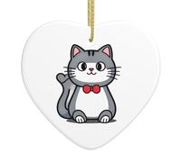 AKGFFDS Simpatico gattino grigiastro-bianco che stampa il pendente di amore di ceramica di Natale con la fune metallica dell'oro per la decorazione facile d'