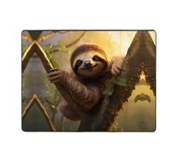 AKGFFDS Tappeto antiscivolo 160 x 121,9 cm, bradipo che si arrampica su un albero Stampa buon assorbimento d'acqua adatto per cucina, bagno e soggiorno