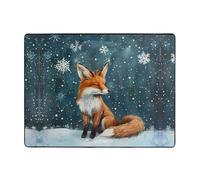 AKGFFDS Tappeto antiscivolo 160 x 121,9 cm Piccola volpe sotto la neve Stampa buon assorbimento d'acqua adatto per cucina, bagno e soggiorno