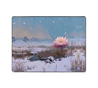 AKGFFDS Tappeto antiscivolo 160 x 122 cm Snow Lingzhi sulle pianure innevate Stampa buon assorbimento d'acqua adatto per cucina, bagno e soggiorno