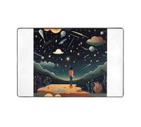 AKGFFDS Tappeto in tessuto di flanella con stampa "Praying under the starry sky", 152,4 x 99,1 cm, per soggiorno, ufficio, tavolino da caffè, letto, balcone