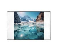 AKGFFDS Tappeto in tessuto di flanella trasparente con stampa lago che si scioglie sul ghiacciaio, 152,4 x 99,1 cm, tappetino per soggiorno, ufficio, tavolino da caffè, letto, balcone