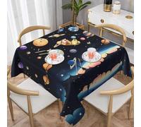 AKGFFDS Tovaglia decorativa quadrata con stampa di Saturno Giove Terra, 152,4 x 152,4 cm, impermeabile, resistente alle pieghe, riutilizzabile per caffetterie, buffet, picnic, matrimoni, feste