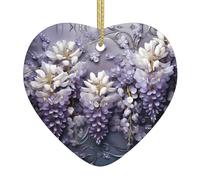 AKGFFDS Un sacco di violette che stampano il pendente dell'amore di ceramica di Natale con la corda metallica d'oro per appendere facilmente la decorazione