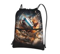 AKGFFDS Zaini da uomo e da donna Rugby on Fire con coulisse, borse sportive e fitness all'aperto, impermeabili e resistenti