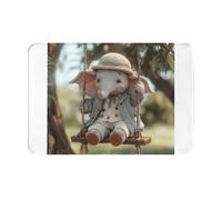 AKGFFDS Zerbino 40,6 x 61 cm Il piccolo elefante sull'altalena Stampa assorbente antiscivolo per porte d'ingresso, ingressi e bagni