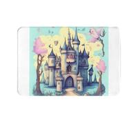 AKGFFDS Zerbino 40,6 x 61 cm, motivo: castello delle fiabe, assorbente, antiscivolo, per porte d'ingresso, ingressi e bagni