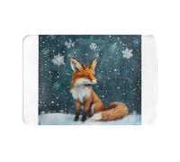 AKGFFDS Zerbino 40,6 x 61 cm, motivo: piccola volpe sotto la neve, con stampa idroassorbente, antiscivolo, per porte d'ingresso, ingressi e bagni