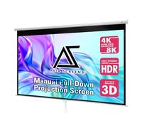 Akia Screens Schermo per proiettore da 100 pollici, retrattile, manuale, 16:9, 8K/4K HD e 3D, montaggio a soffitto o a parete, schermo di proiezione per interni bianco con blocco automatico, per Home