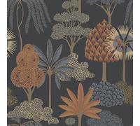 Akiko Floreale Alberi Parati Blu Scuro Esotico Giardino Metallico Belgravia 2330