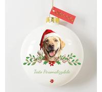 Akinda Art Gallery - Pallina di Natale in vetro Cane Labrador - pallina personalizzata con testo - Addobbi Natalizi - Decorazioni Albero di Natale - Pallina Personalizzata - Regalo di Natale
