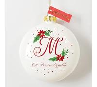 Akinda Art Gallery - Pallina di Natale in vetro con Lettera M - testo personalizzato - Addobbi Natalizi - Decorazioni Albero di Natale - Pallina Personalizzata - bianca - Idea Regalo