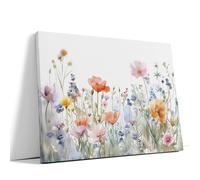 AKINDA Art Gallery - Quadro con Cornice 120 x 90 cm - Campo di Fiori - Colori Pastello Misti - Fiori ad acquarello - Quadro Moderno Soggiorno - Quadro Orizzontale - Idea Regalo per Arredo Casa