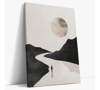 AKINDA Art Gallery - Quadro con Cornice 30 x 40 cm - Verso l'orizzonte - Bianco e Nero - Strada - Quadro Camera da Letto - Immagini AI - Idea Regalo per Arredo Casa
