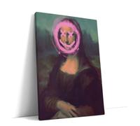 AKINDA Art Gallery - Quadro con Cornice 60 x 80 cm - Mona Lisa Smile Graffiti - Leonardo da Vinci - Dipinto Alterato - Quadro Camera da Letto - Rosa - Idea Regalo per Arredo Casa