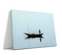 AKINDA Art Gallery - Quadro con Cornice 80 x 60 cm - Il silenzio della pesca - Blu Chiaro - Mare - Quadro Camera da Letto - Immagini Mare - Idea Regalo per Arredo Casa