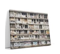 AKINDA Art Gallery - Quadro Moderno 40 x 30 cm - Casa abbandonata - Grigio - Quartiere - Quadro Moderno Soggiorno - Fotografia Urbana - Idea Regalo per Arredo Casa