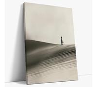 AKINDA Art Gallery - Stampa su Tela 30 x 40 cm - Camminando tra le dune - Bianco e Nero - Deserto - Quadro Cucina - Immagini AI - Idea Regalo per Arredo Casa