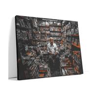 AKINDA Art Gallery - Stampa su Tela 80 x 60 cm - Edicola Locale - Grigio Scuro - Negozio Cinese - Quadro Cucina - Fotografia Urbana - Idea Regalo per Arredo Casa