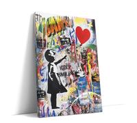 AKINDA Art Gallery - Stampa su Tela 90 x 120 cm - Banksy Alterata - Multicolore - Street Art - Quadro Moderno Soggiorno - Stile Graffiti - Idea Regalo per Arredo Casa
