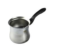 Akinda Home - Bollilatte in acciaio inox da 600 ml con manico nero - bollilatte acciaio - pentolino latte - manico nero inox - bollitore 600ml - piccola casseruola acciaio