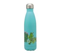 Akinda Home - Bottiglia termica da 500 ml in acciaio inox azzurra con cactus - bottiglia termica - borraccia 500ml - termos acciaio - design cactus - azzurro opaco