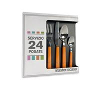 Akinda Home - Set posate fusion da 24 pezzi arancione in acciaio inox