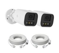AKINGUAR 2 Pezzi 5MP Add-on Telecamera Esterno PoE, IP Camera Videocamera con Cavo Ethernet, Rilevamento di Persone/Veicoli, Visione Notturna a Colori, Audio Bidirezionale, Funziona NVR